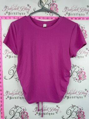 Old Navy ultralite top open back Women's Short Sleeve Drawstring Top - Magenta